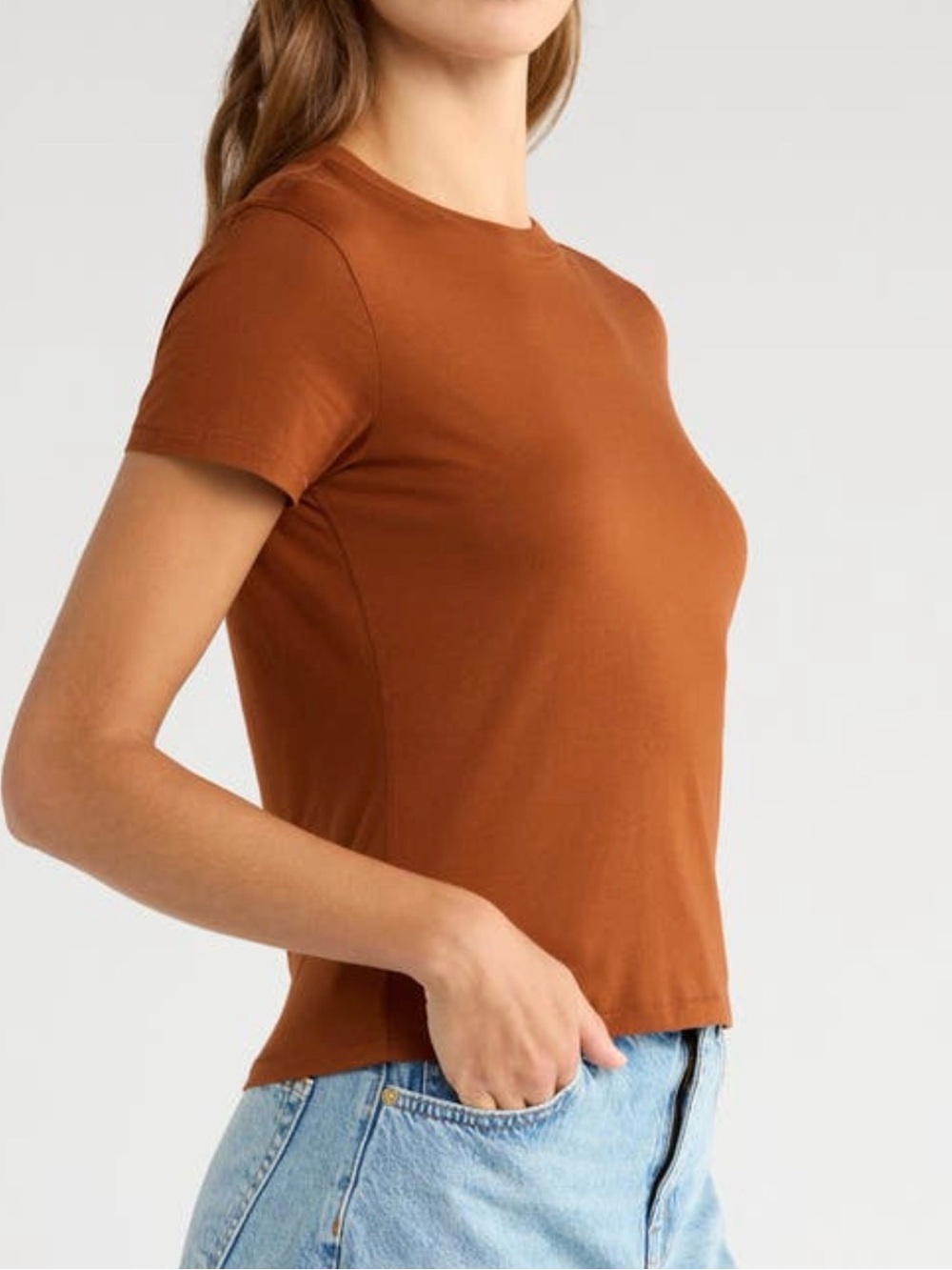 Frame Denim The Baby Tee in Chestnut. XL